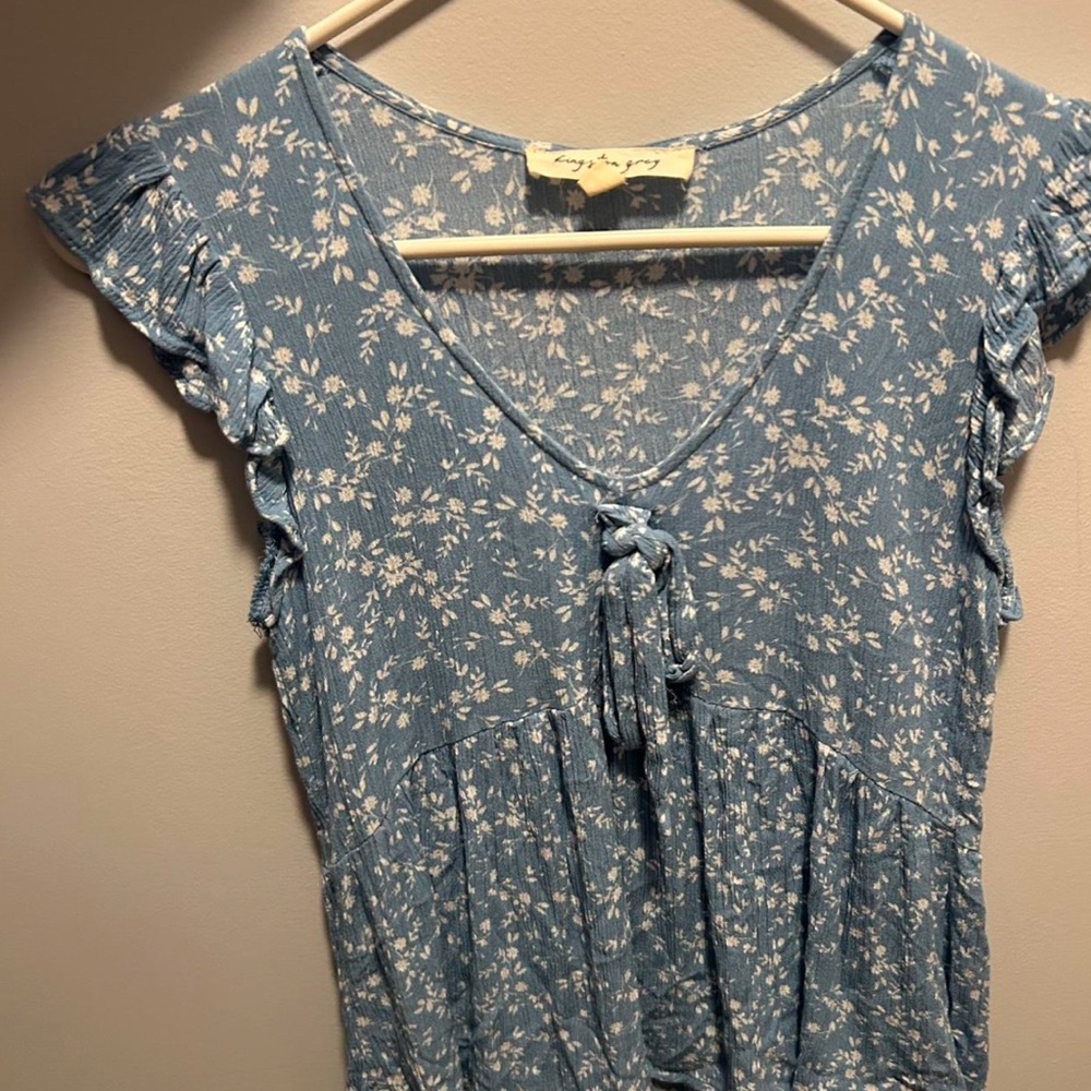 Blue floral blouse